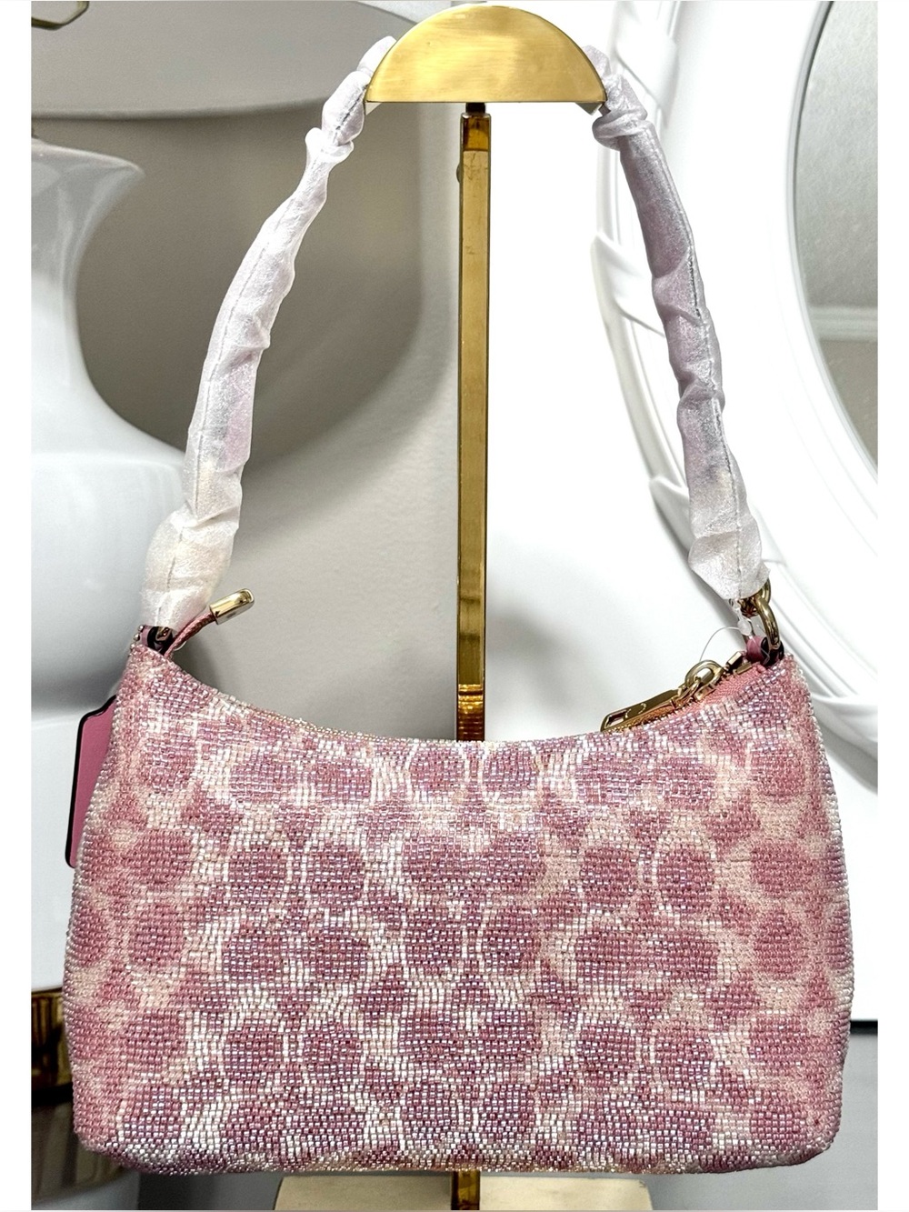 COACH Teri Shoulder Bag Signature Satin Pink Hobo Handbag - Picture 4 of 12